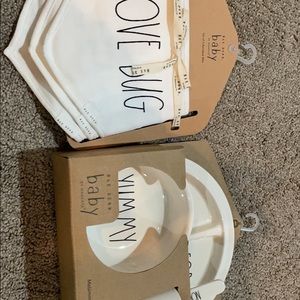 Rae Dunn baby plate and bib set